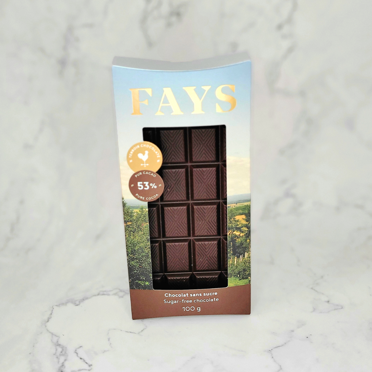 Tablette de chocolat sans sucre – FAYS, terroir chocolaté
