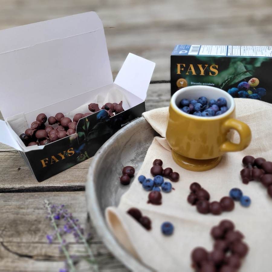 Bleuets locaux enrobés de chocolat noir 70 % *congelés*