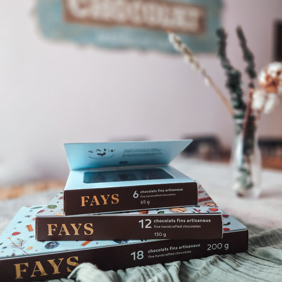 Boîte de 12 chocolats fins artisanaux VÉGANES