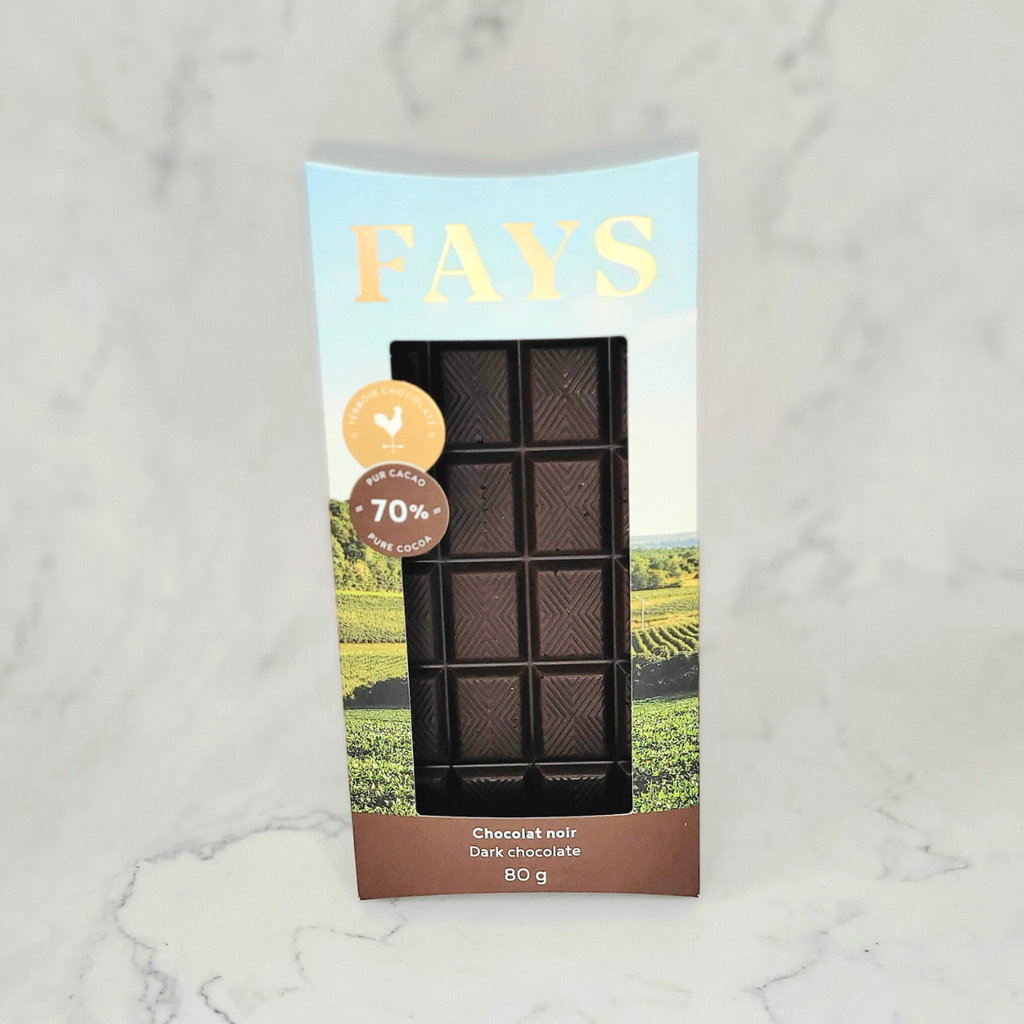 Tablette de chocolat noir 70 % – FAYS, terroir chocolaté