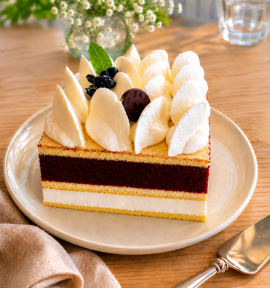 Gâteau à la crème glacée et sorbet artisanal